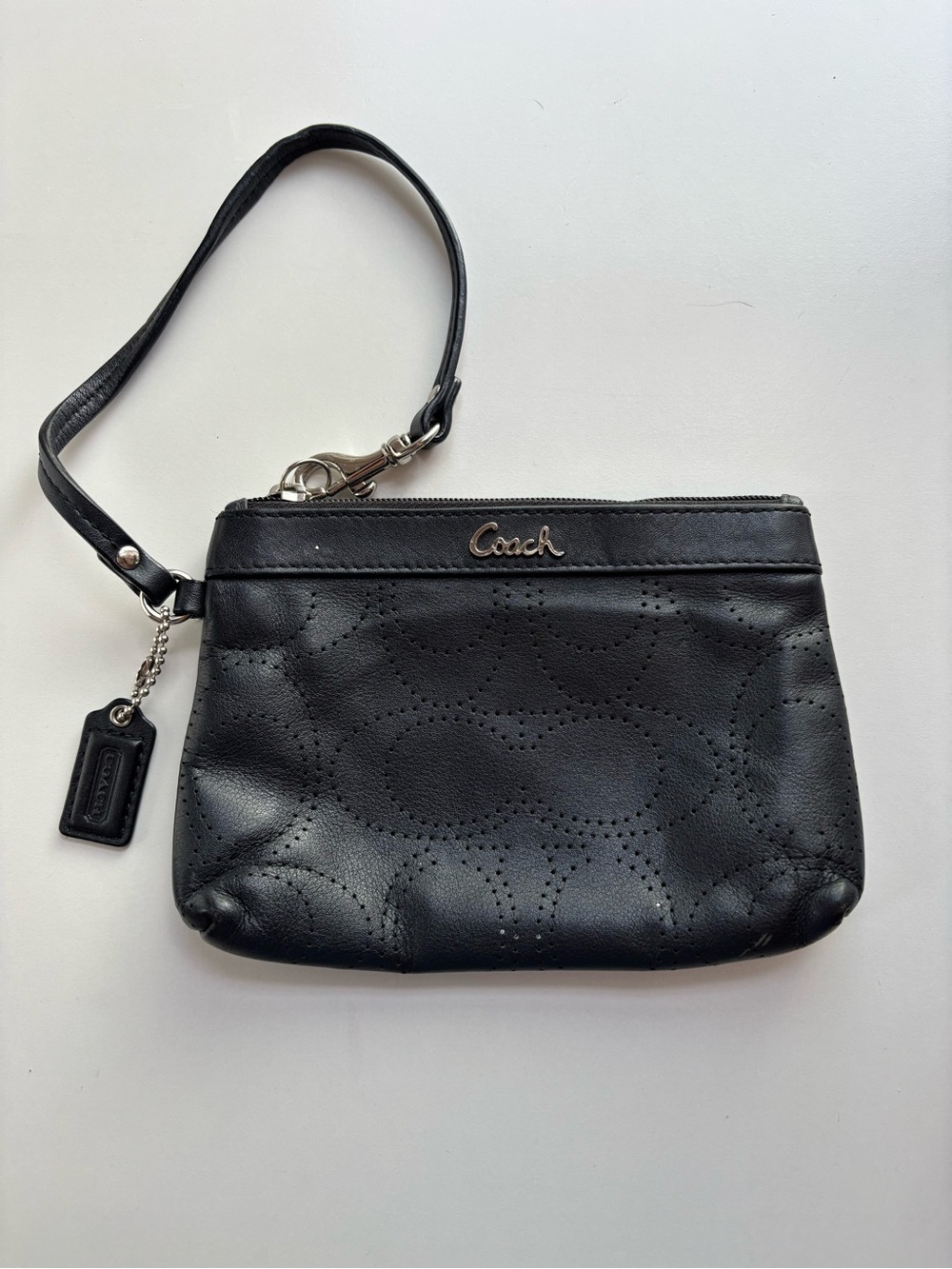 Coach Black Leather Wristlet Clutch